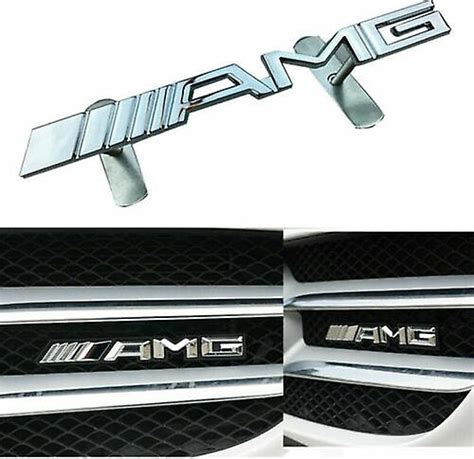 Chrome Metallico Mercedes Benz Amg Front Grill Cofano Distintivo