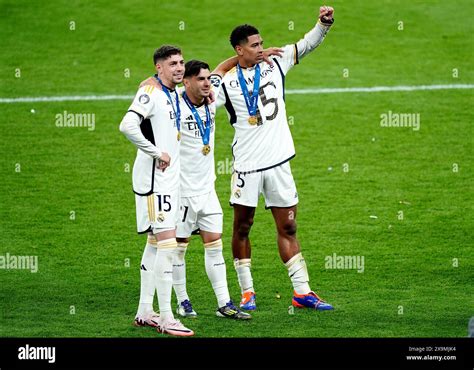 Real Madrid S Federico Valverde Brahim Diaz And Jude Bellingham