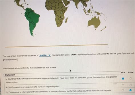 Solved This map shows the member countries of NAFTA | Chegg.com