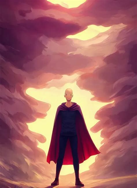 Handsome Saitama Epic Cape Half Body Shot Path Stable Diffusion