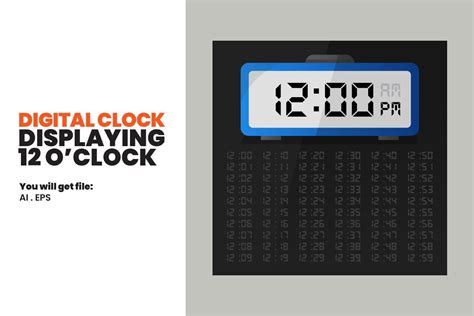 Digital Clock Displaying 12 O'clock Graphic by SetiawanAPDesignWorks ...