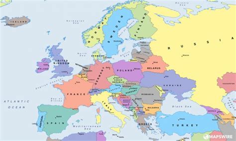 Free Political Maps Of Europe – Mapswire For Printable Map Of Europe ...