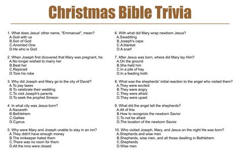 Printable Bible Quiz