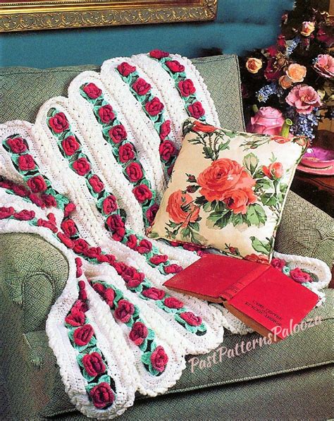 Vintage Crochet Pattern Rose Chains Mile A Minute Afghan Pdf Etsy Crochet Patterns Afghan