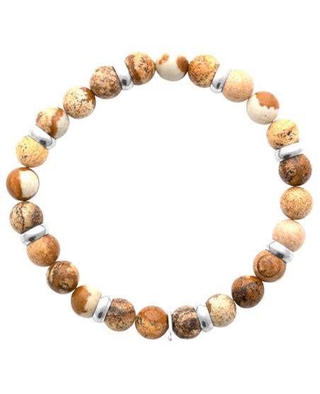 Bracelet Pierre Naturelles Boules Mm En Jaspe Paysage