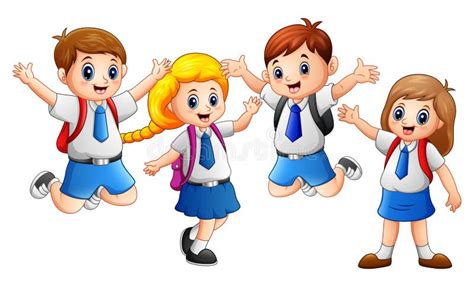 Happy Kid Wearing Uniform Going To School Stock Vector - Illustration ...