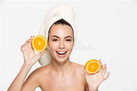 Beauty Portrait Of A Happy Attractive Half Naked Woman Stock Image Image Of Cute Girl