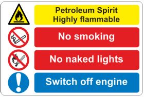 Petrolium Spirit Highly Flammable No Smoking Naked Lights Gsbsigns