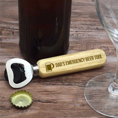 Personalised Wooden Bottle Opener For Dads Engraved Bottle Opener