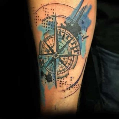 40 Watercolor Compass Tattoo Designs For Men 2024 Guide Kompass