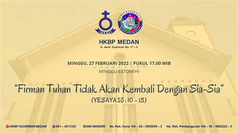 Ibadah Variatif Minggu Estomihi HKBP Medan Sudirman Minggu 27