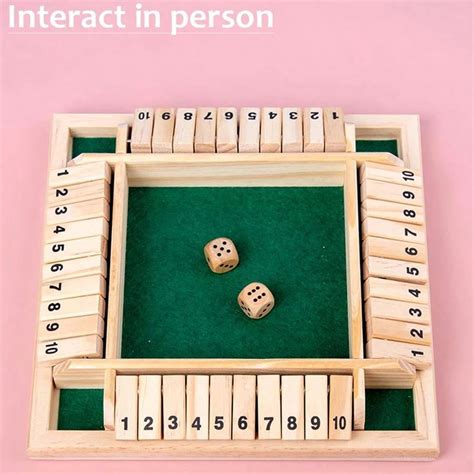 Four Sided Numbers Shut The Box Board Game Wooden Flaps Dice Set