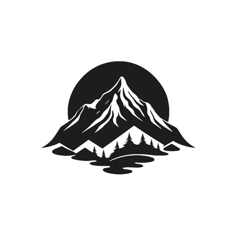 Mountain black and white logo design vector, nature landscape adventure ...