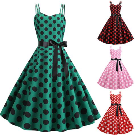 Gyujnb Women S 1950s Vintage Rockabilly Tea Dress Polka Dot 50 S 60 S Wedding Dress Above Knee