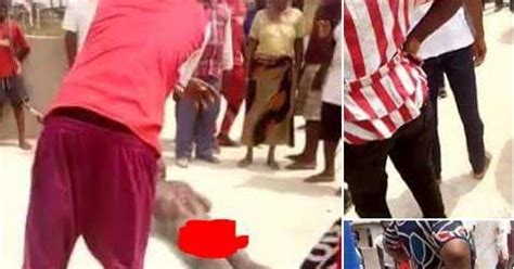 Jungle Justice Man Stripped Naked And Subjected To Severe Flogging Before An Angry Crowd For