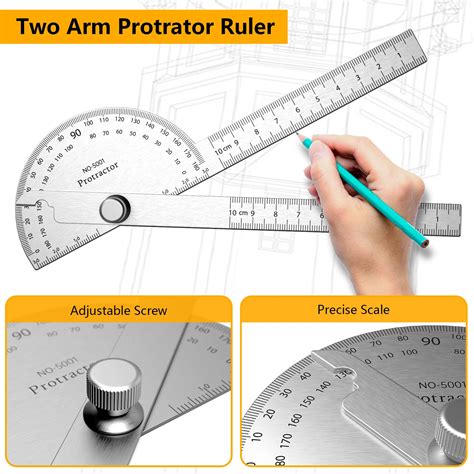 Snapklik Forogore Stainless Steel Protractor Degrees Two Arm