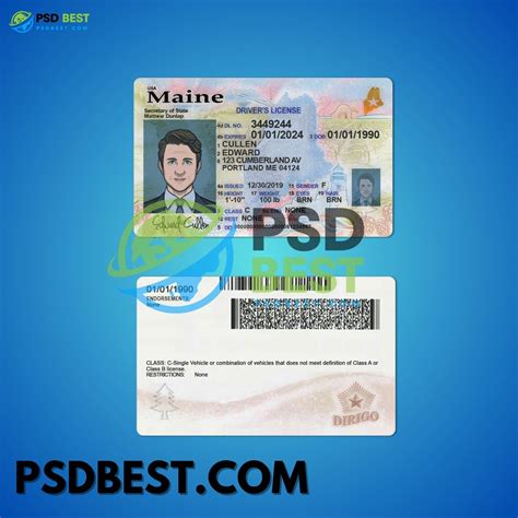 USA Maine Driving License PSD Template - PSD BEST