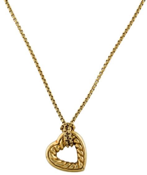 David Yurman Heart K Gold Box Chain Necklace Gem