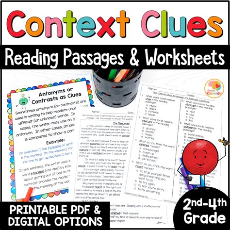 35 Reading Passages For Comprehension Context Clues Worksheets Library