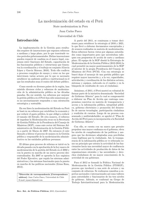 Pdf La Modernización Del Estado En El Perú