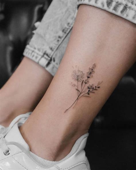 Flower Bouquet Tattoo Located On The Ankle Bouquet Tattoo Ankle