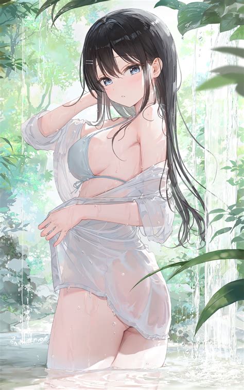 Fuumi Radial Engine Original Highres 1girl Arm Behind Head Ass Black Hair Bottomless