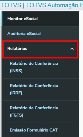 Rh Linha Protheus Taf Esocial Relat Rio Irrf Acessando O