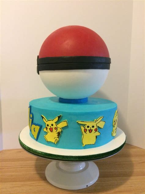 Delicious Pokemon Poke Ball Cake with Pikachu Inside