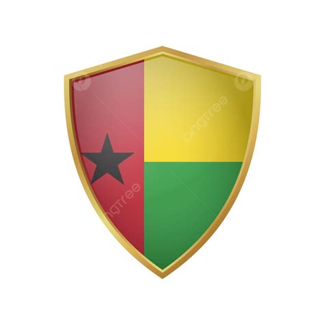 Guinea Bissau Flag Vector With Gold Shield Frame Guinea Bissau Flag