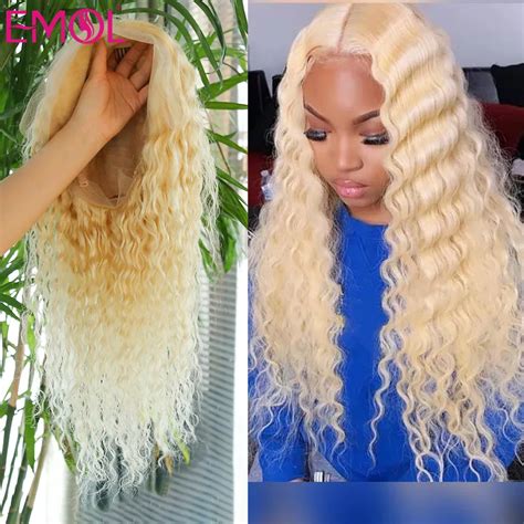 613 Blonde Kinky Curly Lace Front Wigs Pre Plucked Kinky Curly Human