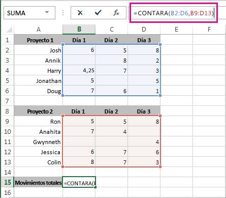 Use CONTARA para contar las celdas que no están vacías Excel