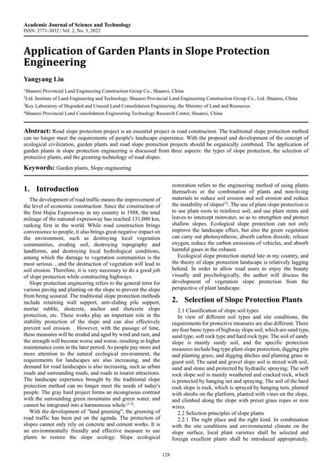 (PDF) Application of Garden Plants in Slope Protection Engineering