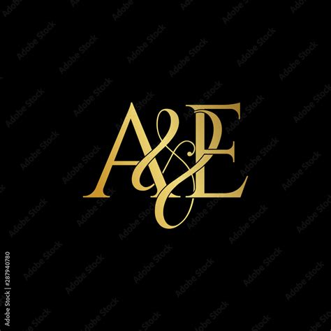 Initial Letter A E Ae Luxury Art Vector Mark Logo Gold Color On