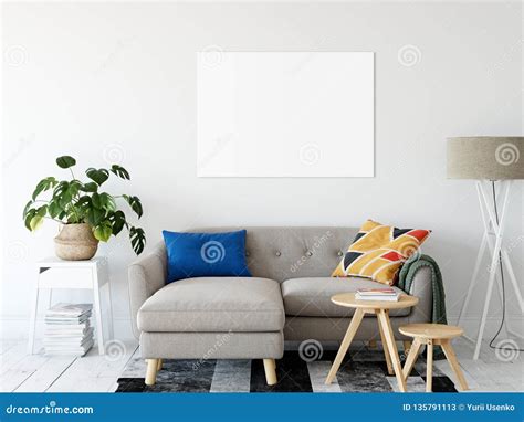 Frame Mockup Living Room Interior Wall Mockup Wall Art 3d Rendering