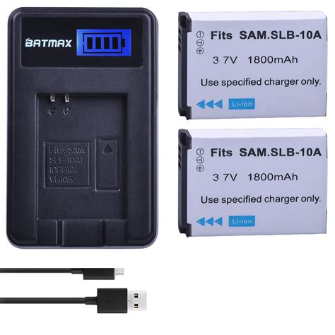 Bater As De C Mara SLB 10A SLB10A Cargador USB LCD SLB 10A De 1800mAh