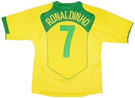 2004-06 Brazil Home Shirt Ronaldinho #7 - 9/10 - (L)