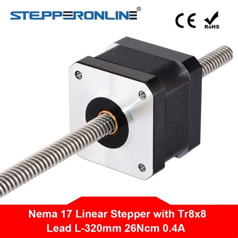 320mm Length Nema 17 Non Captive Linear Stepper Motor 0 4A 12V 4 Wire