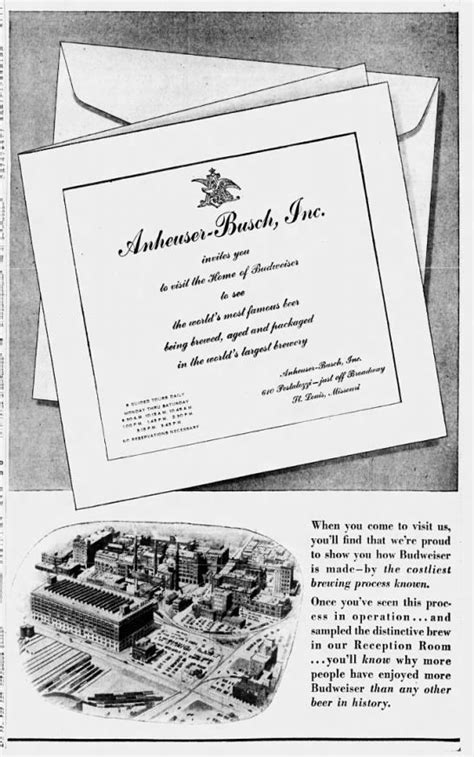 Anheuser-Busch Brewery Tours, 1953