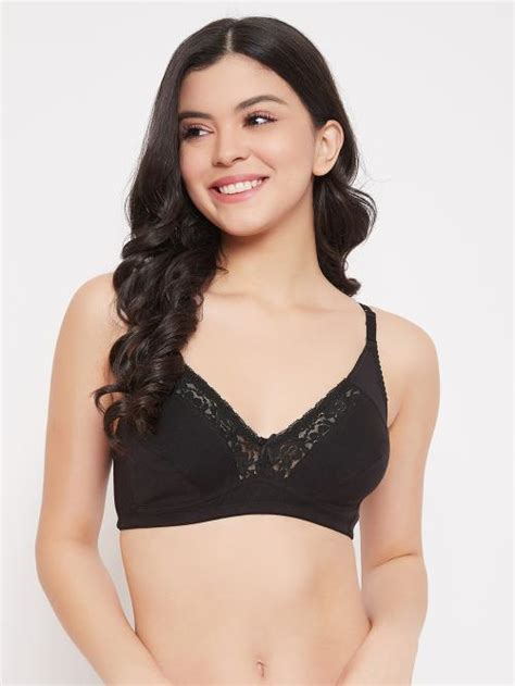 Clovia Black Solid Cotton Single Full Coverage Bra JioMart