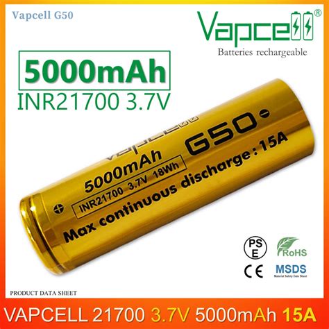 ถานชารจ Vapcell G50 21700 3 7V 5000mAh 15A สทอง Shopee Thailand