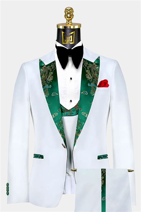 White and Green Tuxedo Suit | Gentleman's Guru