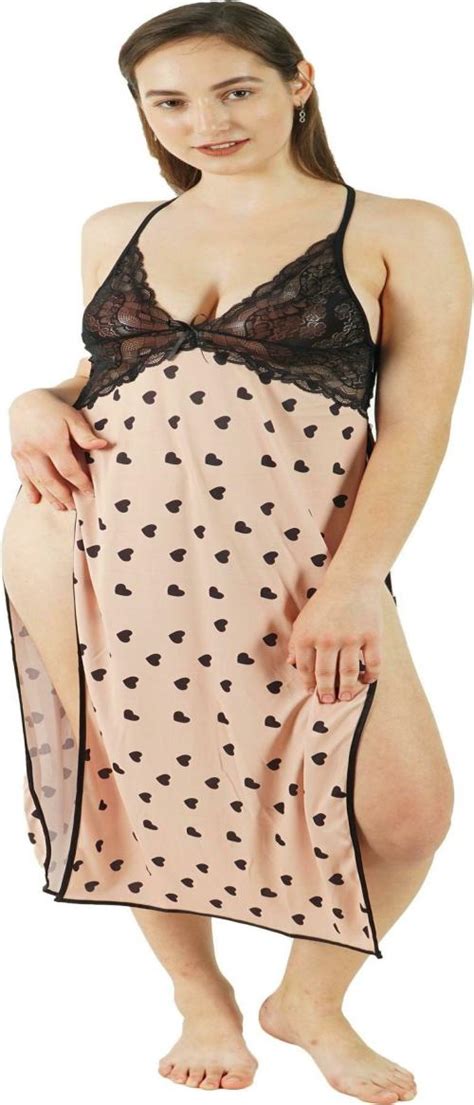 Buy SSoShHub Women Beige Printed Lace Baby Doll Lingerie Set Online At