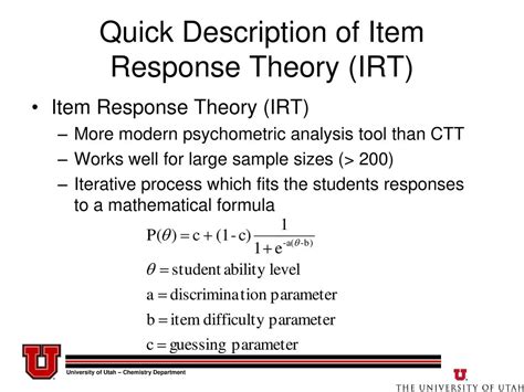 Using Item Response Theory To Track Longitudinal Course Changes Ppt