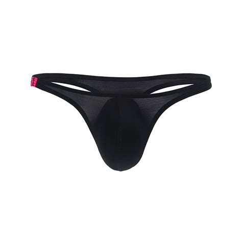 Men S Low Rise Bulge Pouch Thong Ice Silk G String Bikini Underwear Underpants EBay