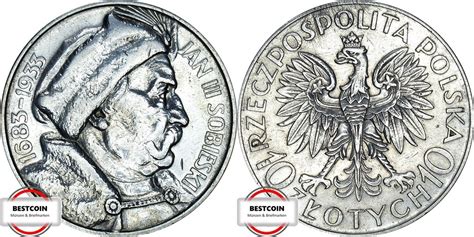 POLEN 10 Zloty 1933 PL 23 Johann III Sobieski Fast VZ MA Shops