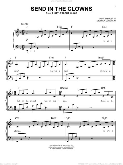 Send In The Clowns Sheet Music Easy For Piano Solo Pdf