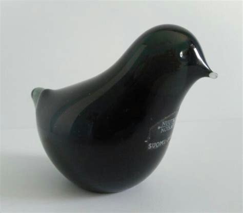 Beautiful Nuutajarvi Notsjo Art Glass Bird By Jaakko Niemi Signed