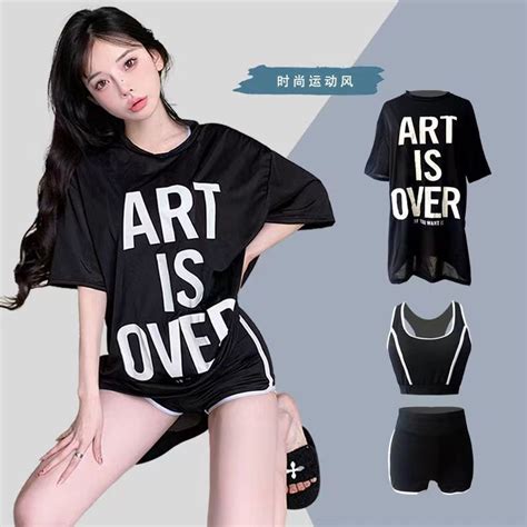 Split Swimsuit Women S Three Piece Bikini Conservative Cover Belly Slimmer Look Small Breasts