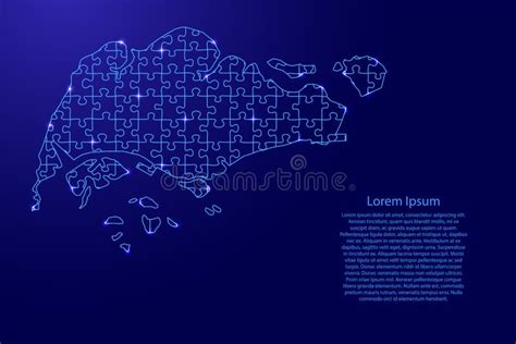 Mappa Di Singapore Da Schema Blu Da Rompicapi Composti E Stelle Dello