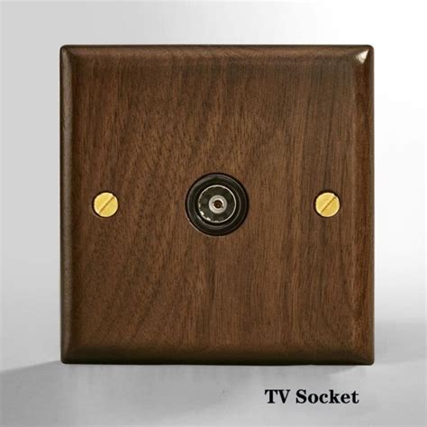 Tv Socket Interrupteur Mural Bascule En Bois Massif Boutons